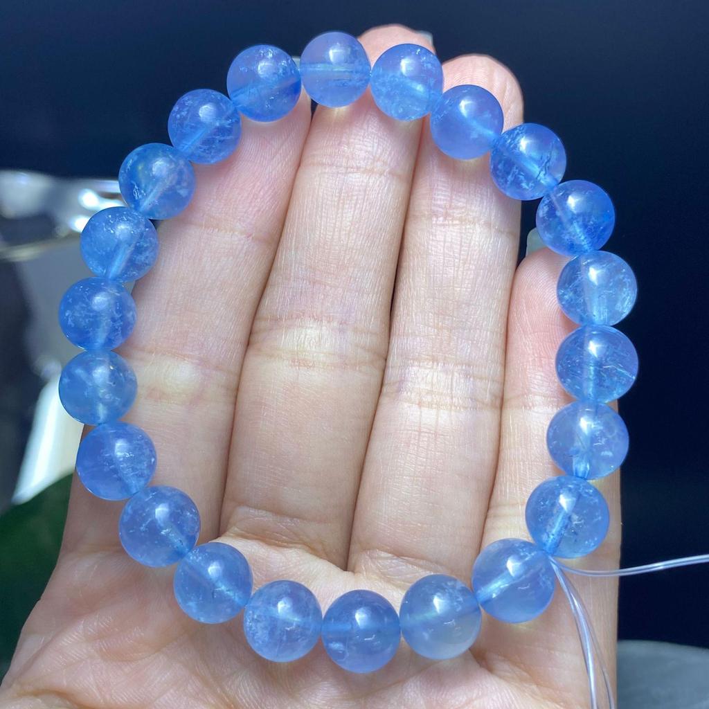 Натуральный аквамариновый браслет из кристалла цвета Glacier Blue - Элегантные флуоресцентные глубоко-синие украшения