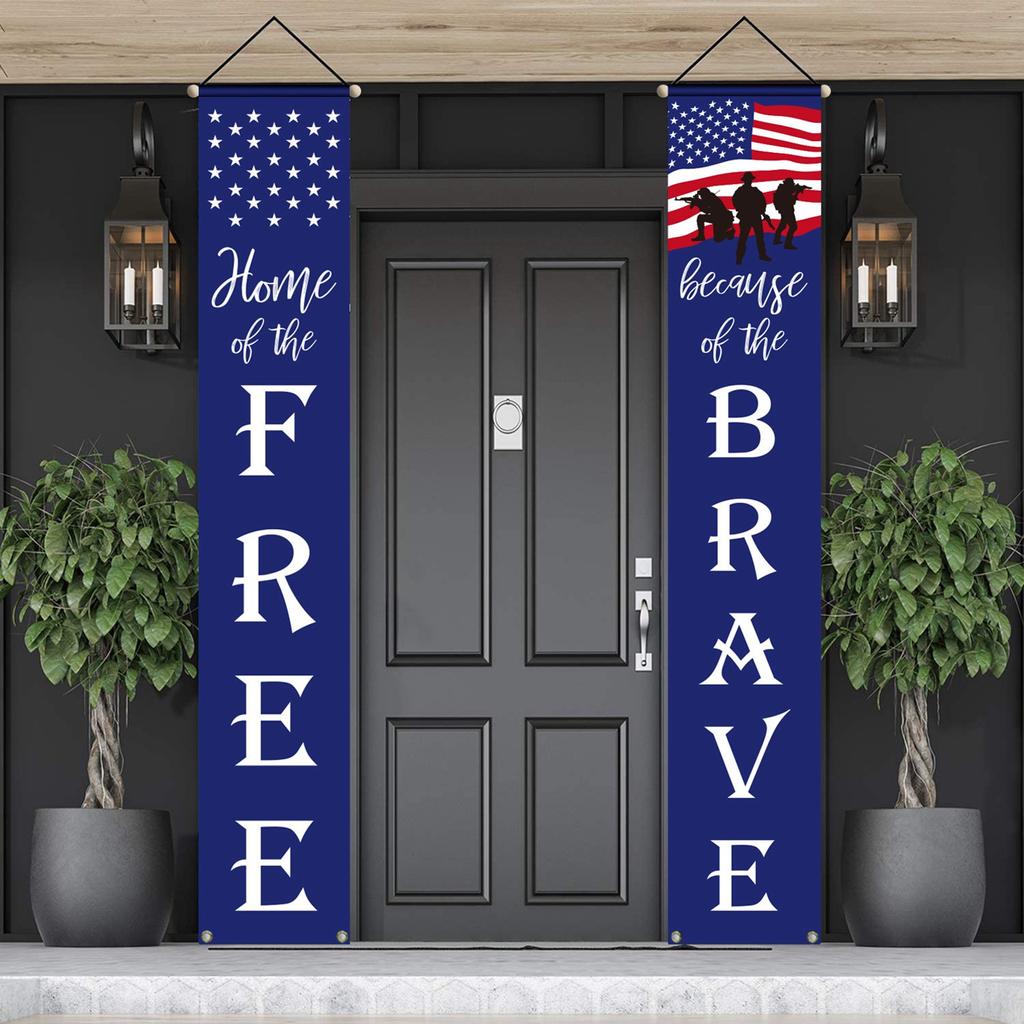4th of July Porch Sign American Patriotic Door Decoration Christmas Door Porch Banner Hanging FlagBanner for Yard Indoor Outdoor