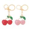 Girl Keyring Cherry Shape Charm Sparkling Rhinestone Keychain Pendant Bag Handbags Backpacks Charm Accessories