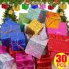 6/30PCS Large Christmas Foam Boxes Xmas Tree Colorful Square Hanging Gift Boxes DIY Christmas New Year Party Ornament Supplies