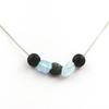 Stones and Minerals. 8mm Matte Black Onyx Bead Necklace + Finnish Labradorite + Stainless Steel Chain.