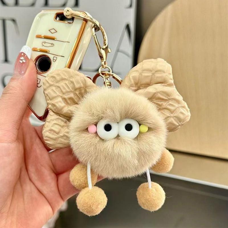 Мультяшный милый бант брикет эльф кукла кулон брелок милый косоглазый бант меховой шарик кукла брелок игрушка