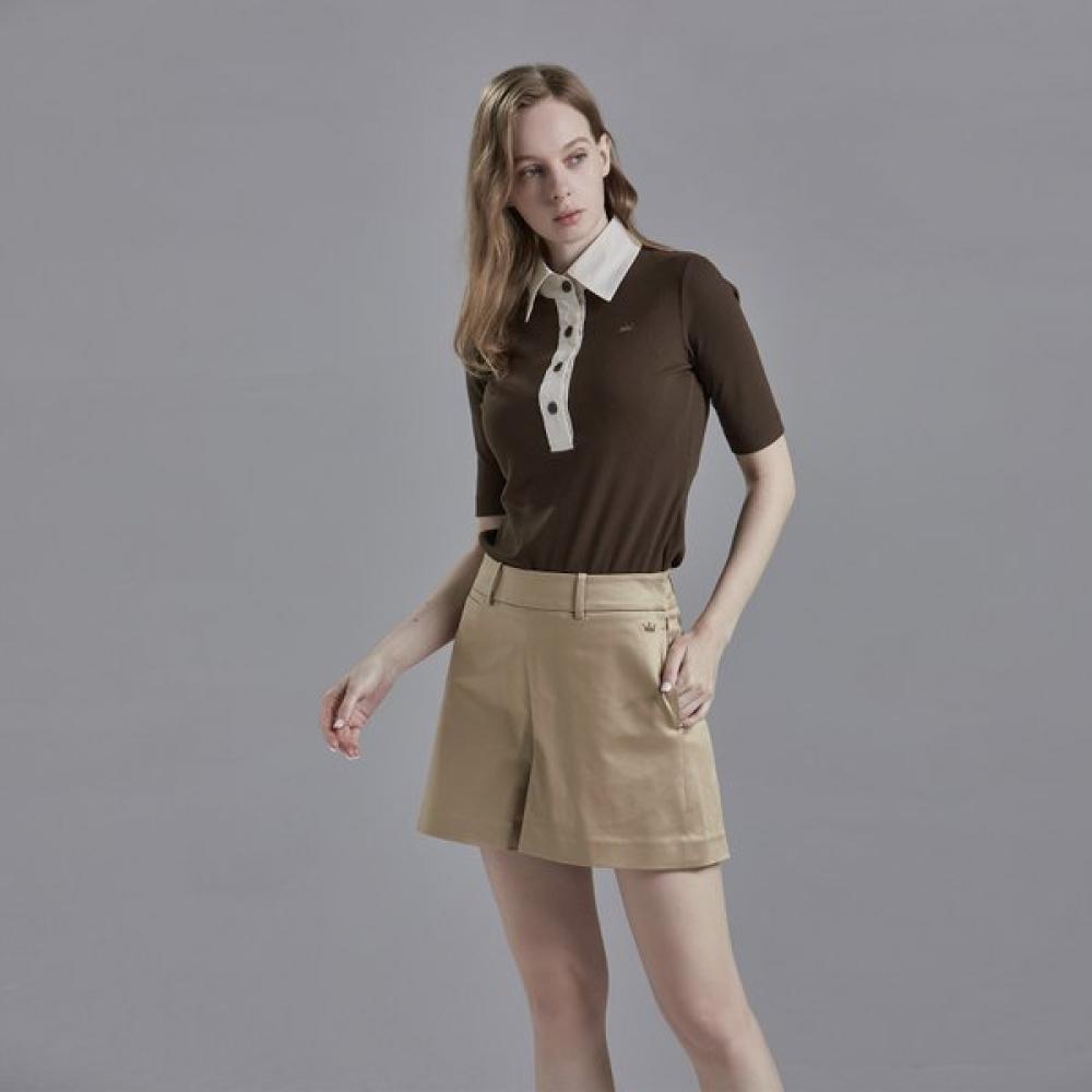 Lambda Women Luminous Golf Shorts Champagne Beige 52525