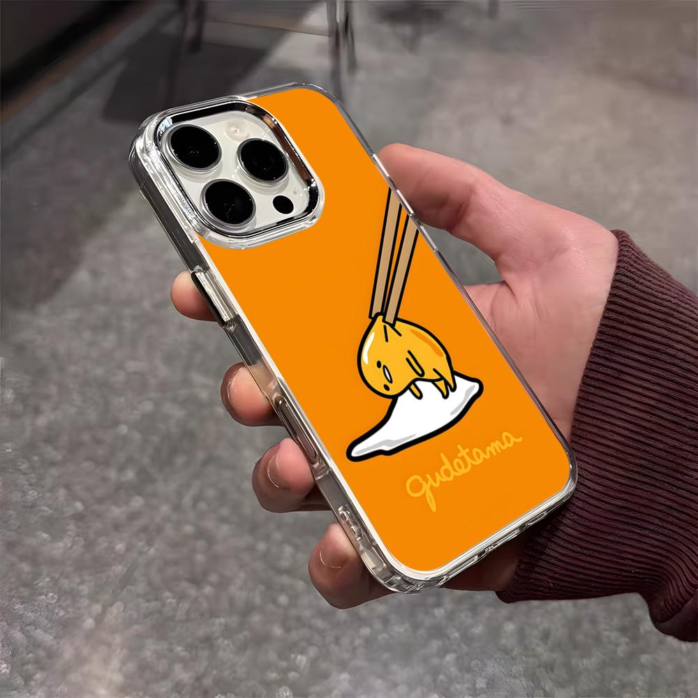 G-Гудетама Яйцо Милый Чехол Для Телефона Для IPhone 17 Air 16 E 15 14 13 12 11 Plus Pro Max Гальванизированный Прозрачный Мягкий Чехол
