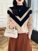 Colorblock Cashmere Turtleneck Sweater - Women's Slimming Autumn/Winter Knitted Pullover
