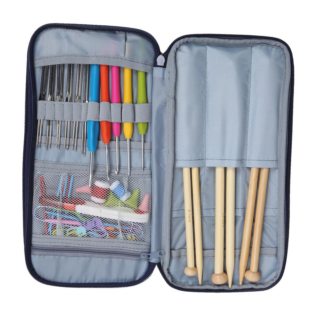 Knitting Kit Ergonomic Design Portable Bamboo Stick Needle with Storage Bag for DIY Enthusiast