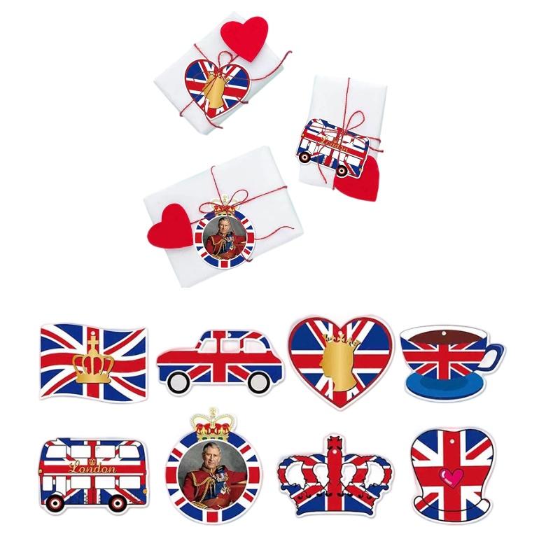 British Monarch Themed Party Supplies Colorful Paper Cutouts With Ribbon