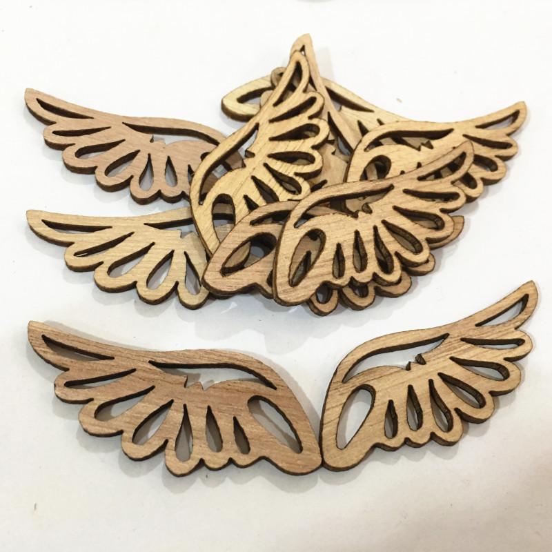 40pcs Angel Wings Log Color Wood Chips Non-porous Patch Children's Puzzle Materials