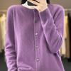Knitted Cardigan Women's Spring and Autumn Simple Loose Sweater Coat Round-neck Long-sleeved Casual Sweater Cardigan