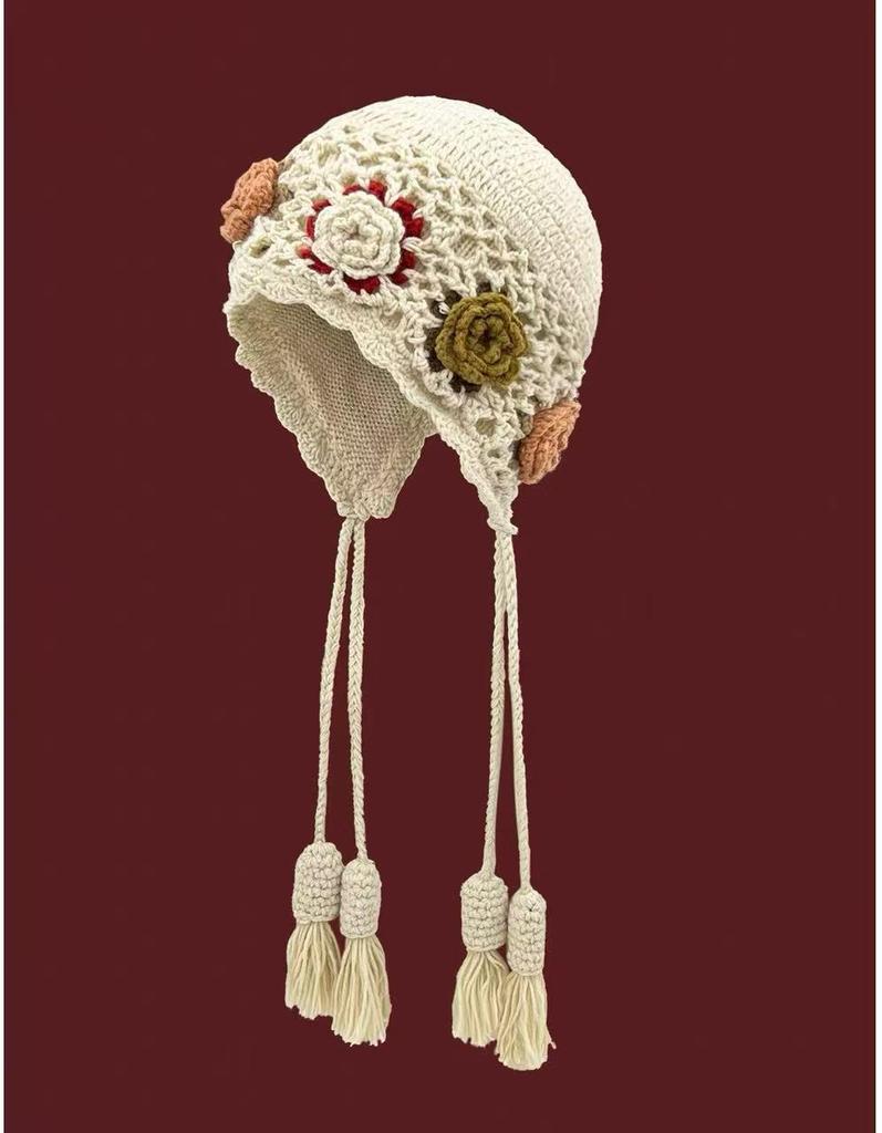 Этнический стиль Ретро Вязаная Шерстяная Шапка Бини с Кисточками