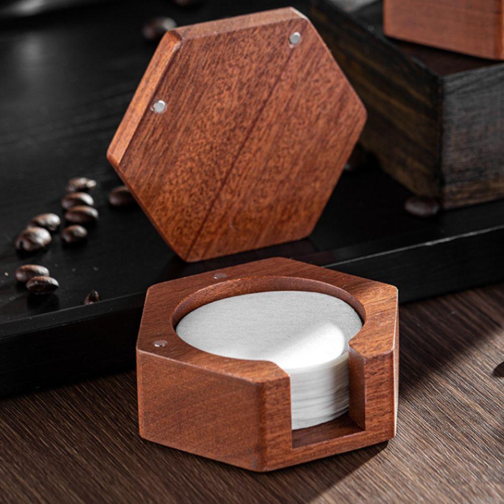 Solid Wood Coffee Filter Paper Storage Box Universal Coffee Filter Paper Holder  Gift