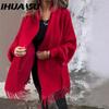 Autumn and Winter Women's Imitation Mink Velvet Cape Tassel Shawl Solid Colour Thickened Warm Bat