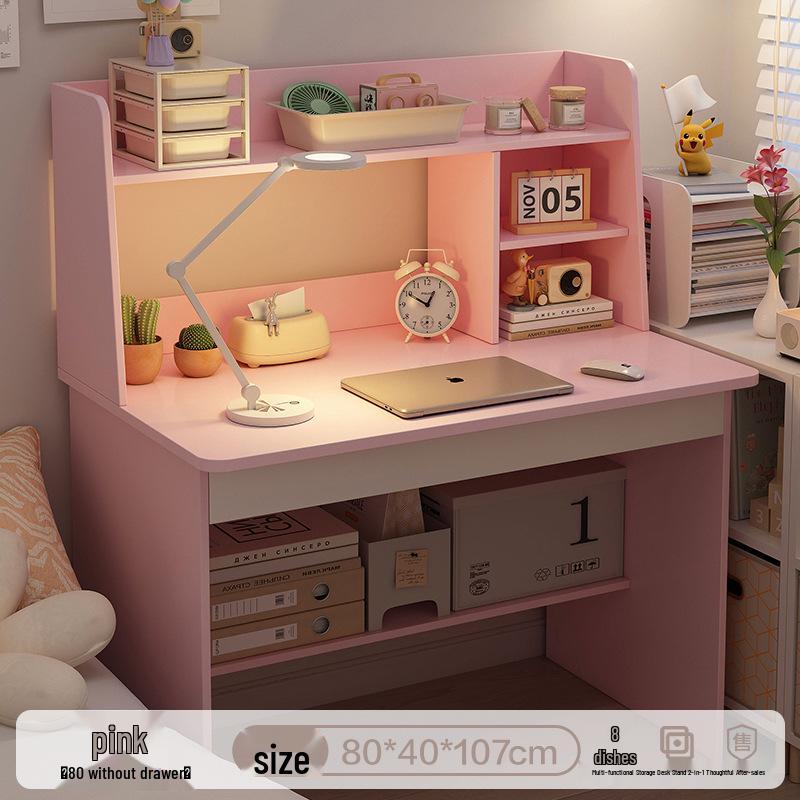Integrated Desk and Bookshelf Set: Compact Writing Desk & Chair for Bedroom or Small Office.