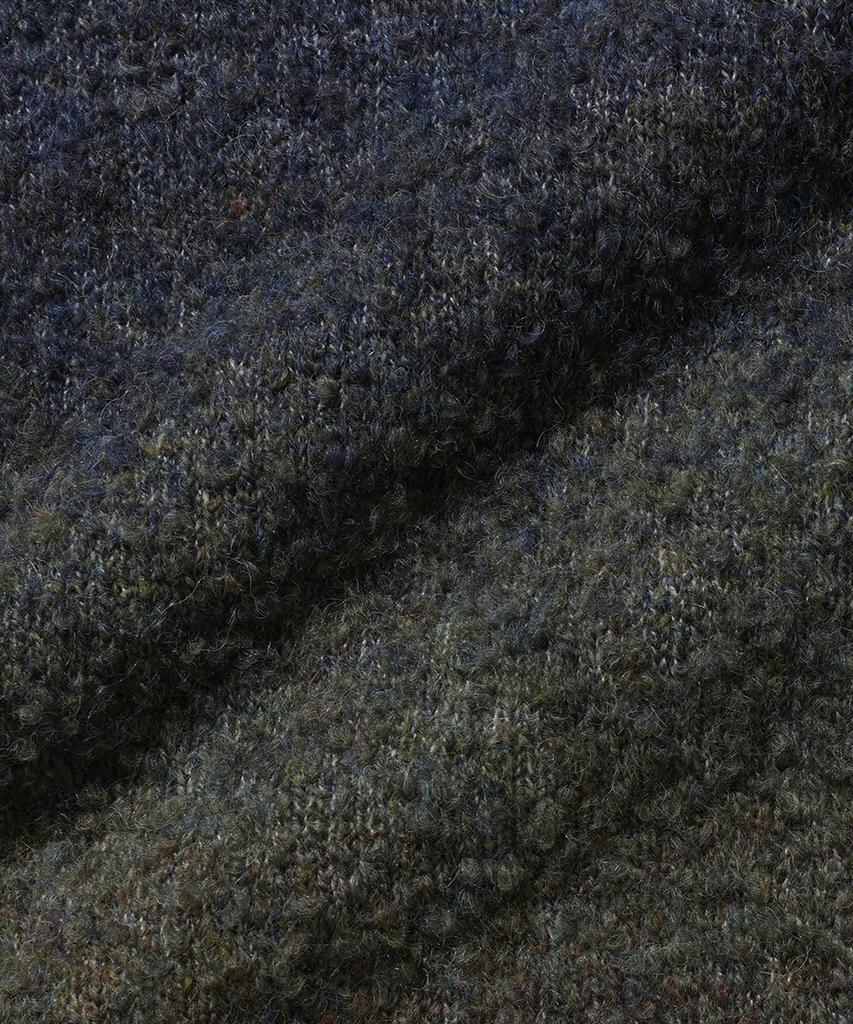NODU Npn Gradient Boucle Two-Tone Striped Round Neck Long Sleeve Knit [Navy]