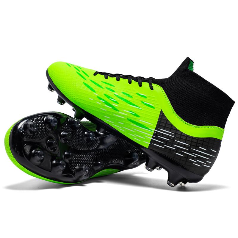 Football Shoes 34-45 Men's High-top Football Shoes Large Size Children's Artificial Lawn   Long Nail Green Football Boots Training Black Sneakers