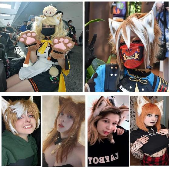 VIGVAN KYC Анимальные ушки Каваи Плюшевые Кошачьи ушки Заколка Головной убор Хэллоуин Косплей