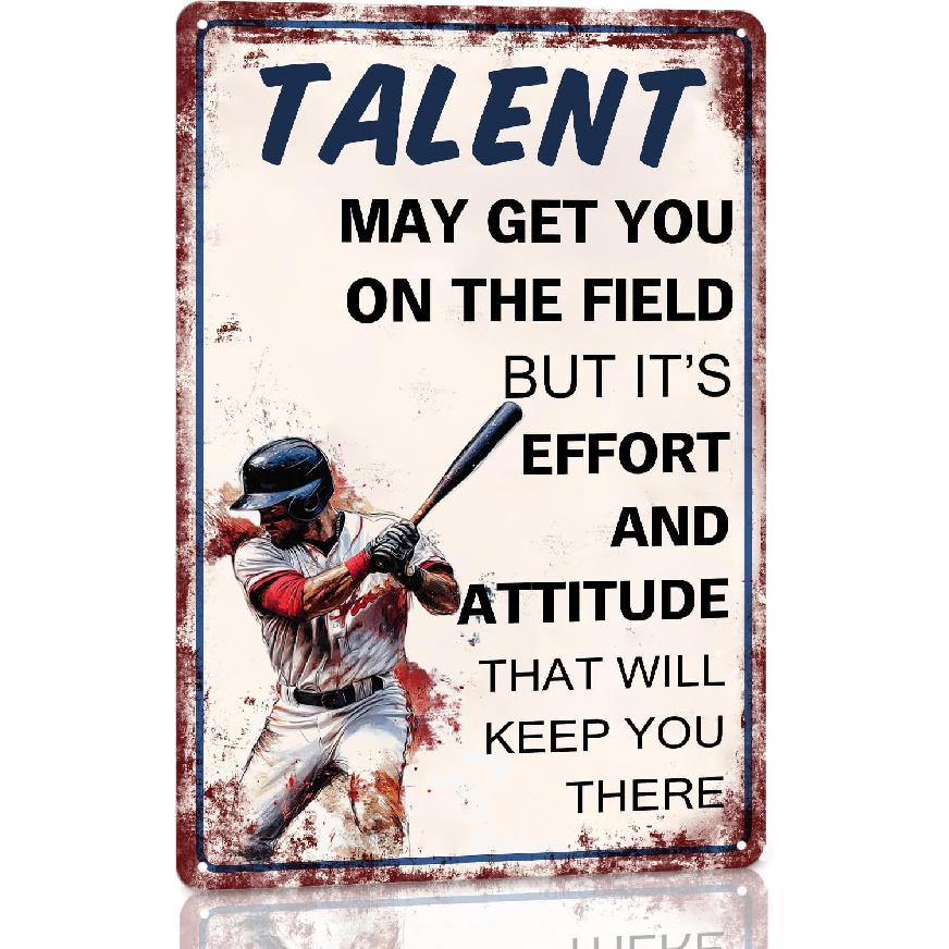 Vintage Baseball Decor Baseball Tin Sign Baseball Poster For Boys Room Baseball Gifts Motivational Quote Posters Baseball Art Wall Decoration