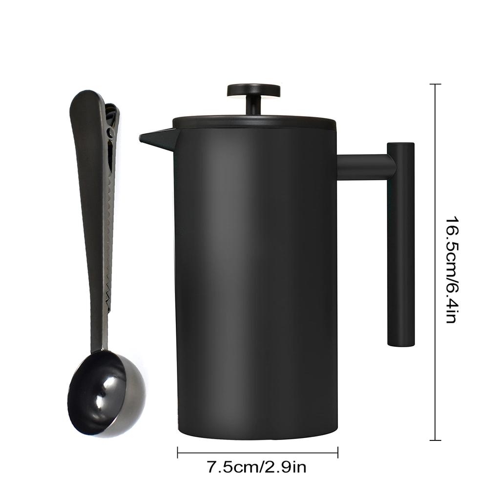 Кофеварка Leeseph French Press с ложкой из нержавеющей стали марки 304 с двойными стенками сохраняет заваренный кофе или чай горячим, лучший подарок