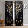 Черные с золотым трехмерным величественным узором дракона, шторы с принтом тотема, подходящие для украшения дома