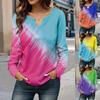 2025 Spring and Autumn New Digital Printed Fashion V-Neck Women's T-Shirt Tops
