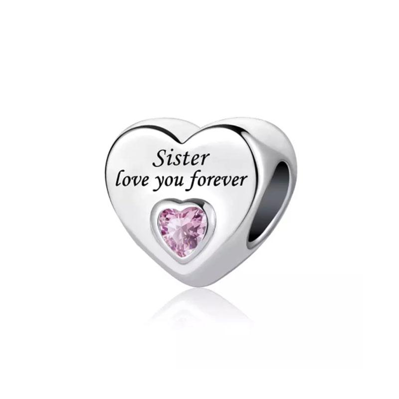 Новые медные шармы Сердце Люблю тебя навсегда Мама Тетя Бусины Подходят для оригинального браслета DIY Подарок Женщинам