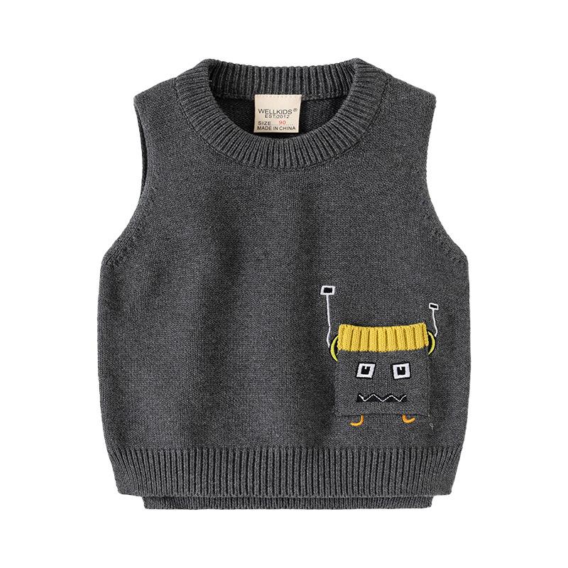 Boys Knit Sweater Vest Pullover Sleeveless Casual Spring Autumn Fashion Top Clothing for Toddler and Kids