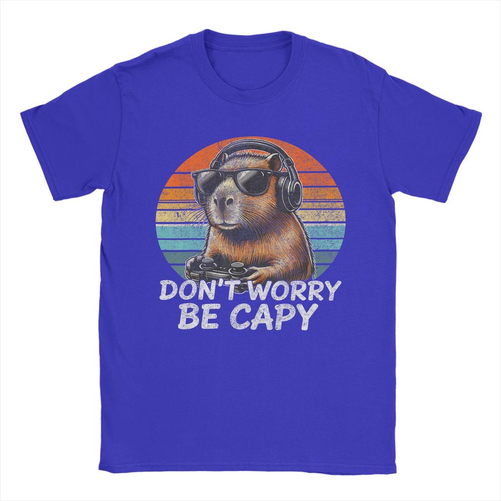 Dont Worry Be Capy Capybara Retro Gaming T Shirt Beach Cotton T Shirts For Couple Hippie Casual Tee Shirt ShortSleeve YK Tops