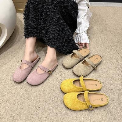 Французские ретро туфли-лодочки для женщин на весну 2025 года, с мягкой подошвой, желтые туфли на плоской подошве