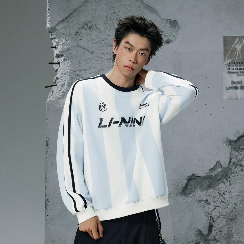 Li Ning Sports Lifestyle Series Antibacterial Loose Fit Crew Neck Couple Sweatshirt Unisex Sweatshirt AWDVH87-1