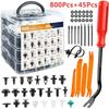 800Pcs+45Pcs Car Fastener Clip Kit Fender Rivet Plastic Clips Auto Body Push Retainer Pin Rivet Bumper Door Trim Panel Repair