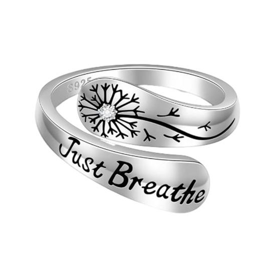 Just Breathe Dandelion Ring Adjustable Zinc Alloy Hope Ring Inspirational Dandelion Ring Encouragement Gift