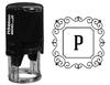 Printtoo P Alphabet Monogram Initial Square Swirl Border R-40 Self Inking Rubber Stamp Office
