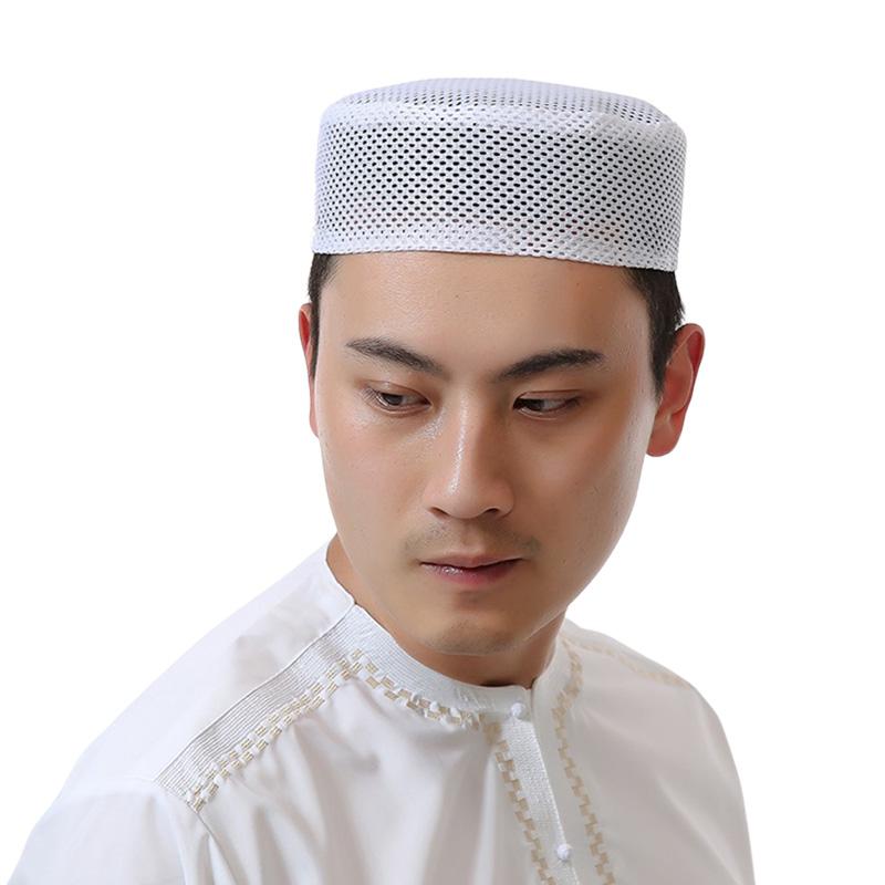 1Pc Muslim Prayer Hat Breathable Ethnic Hats Mesh Men Summer