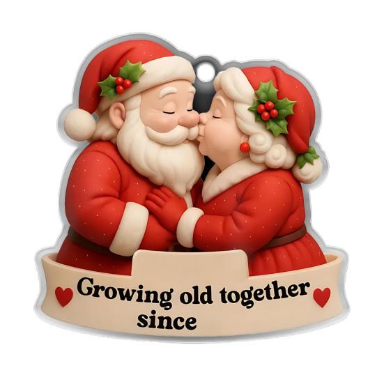 Подвеска на елку Стареем вместе с 2025 года Персонализированное акриловое рождественское украшение Декор пары Санта