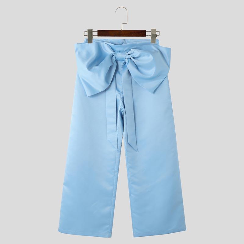 INCERUN Мужские повседневные брюки с широкими штанинами и бантом на молнии до талии