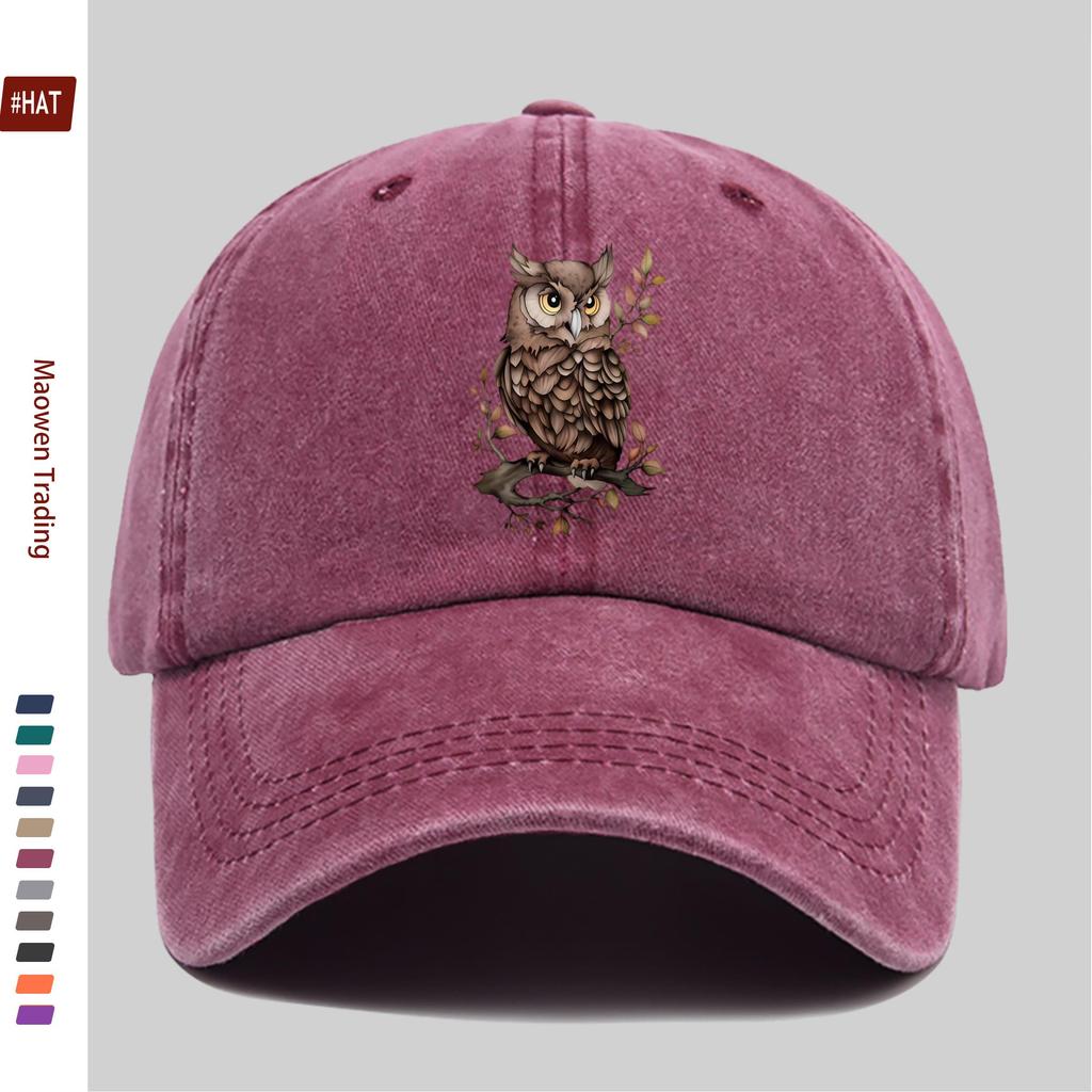 pc Animal Cartoon Owl Print Design Decorative Hat Fashionable And Elegant Vintage Casual AllMatch Headwear Adjustable Papa H