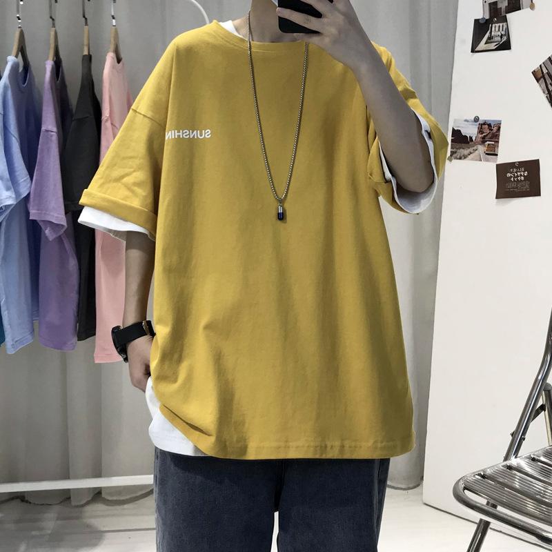 Мужская летняя повседневная футболка с коротким рукавом и круглым вырезом с вышивкой и надписью плюс размер, свободный пуловер, футболка, топ