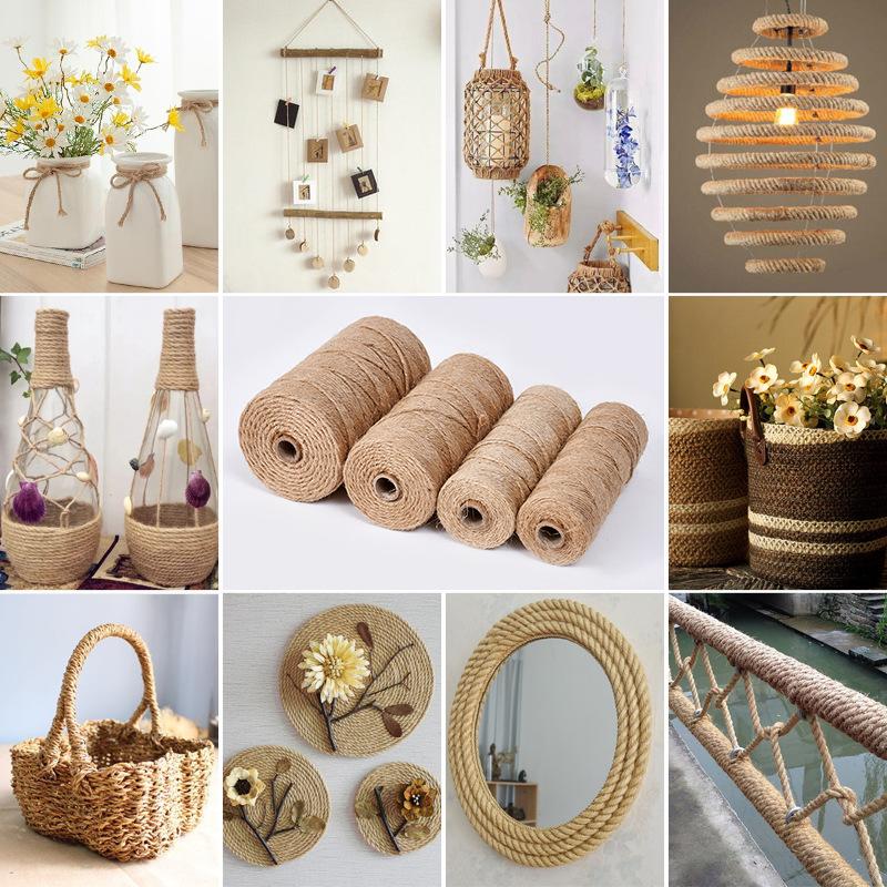 Натуральный джутовый шпагат Длинная коричневая веревка для рукоделия Упаковка подарков Садоводство Свадебный декор Винтажный шнур Шнур для шитья мешковины своими руками