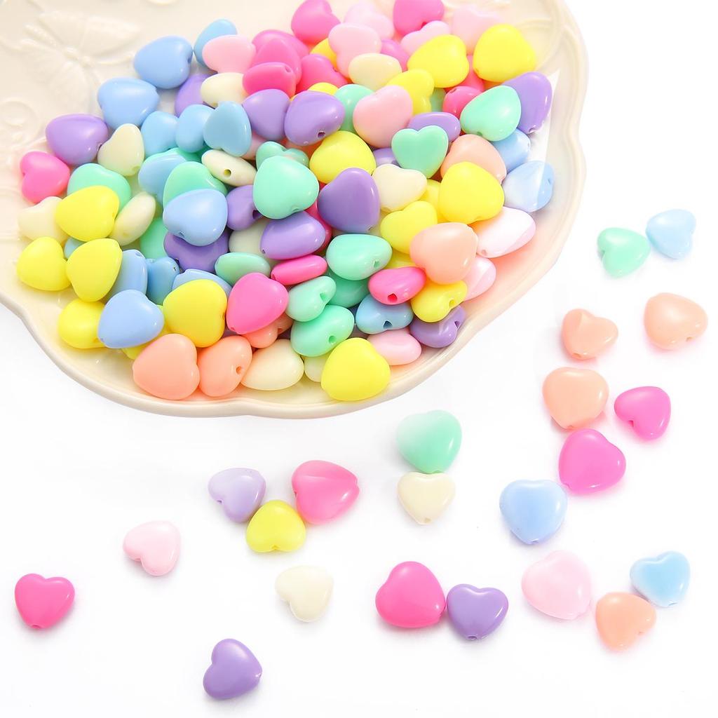 Colourful Heart Shape Acrylic Loose Spacer Beads for Jewelry Making DIY Accessories
