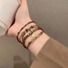 4Pcs/Set Vintage Woven Beaded Stacked Bracelets For Women Ethnic Brown Style Jewelry Handmade B Y0R8