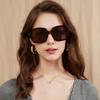 Солнцезащитные очки Vintage Geometric Large Frame Leopard Print Sunglasses Women's Advanced Sense Big Face Thin Glasses Sunglasses