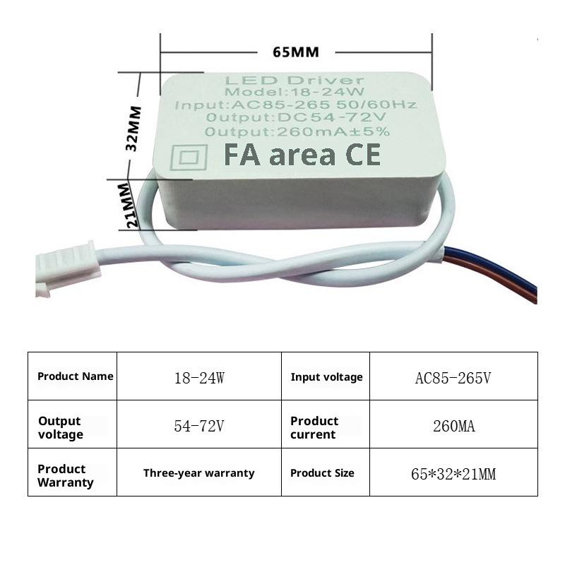 1 шт. 1-3 Вт 3-5 Вт 4-7 Вт 8-12 Вт 12-18 Вт 18-24 Вт Изолированный светодиодный драйвер Источник питания Регулируемое постоянное напряжение 260 мА Трансформатор для освещения