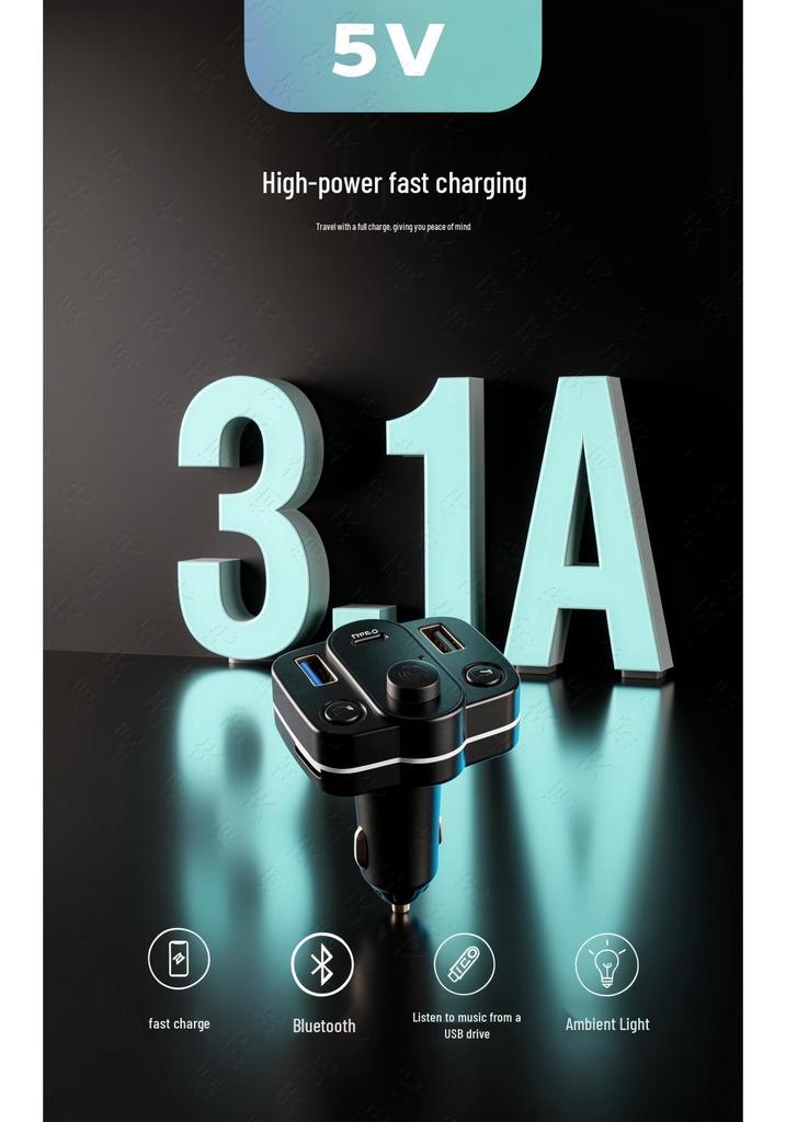 M42 Универсальное автомобильное Bluetooth-зарядное устройство и MP3-плеер с функцией громкой связи и быстрой зарядкой