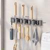 Multi-Purpose Hooks Mop Rack Wall-Mounted Mop Storage Box Broom Hanger Hook Bathroom Waterproof Wall Aluminum Alloy Bore Hook