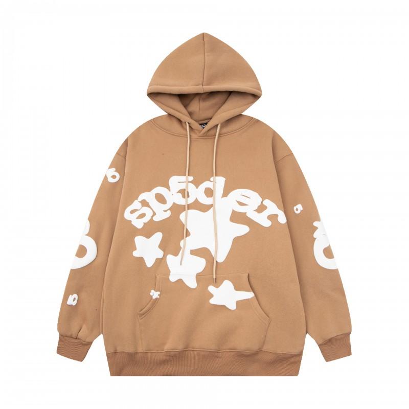 Mens Oversized Hooded Sweatshirt With Spiderweb Foam Print Cotton Fleece-Lined