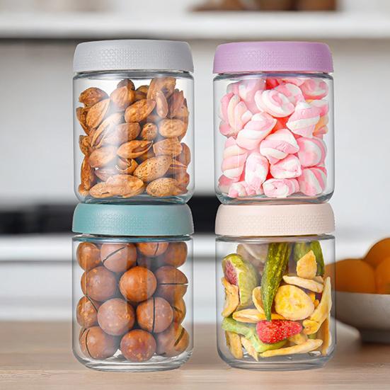 Yousheng 4Pcs/Set Airtight Overnight Oats Jars Glass Meal Prep Containers Stackable Mason Jars with Lids Leakproof Reusable Food Storage Jars
