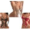 Of OLYOLY Extreme Super High Leg Leotard Sexy Cosplay Underwear Lace Brazilian Open Crotch Perforated Babydoll Lingerie 3 Color [Set 3] O-back