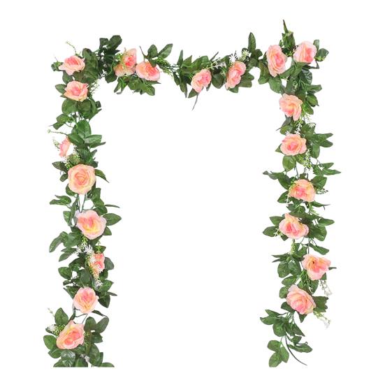 220 см искусственная розовая гирлянда реалистичная комнатная и уличная подвесная искусственная цветочная гирлянда растения виноградная лоза свадебная вечеринка весенняя каминная полка крыльцо лестница украшение