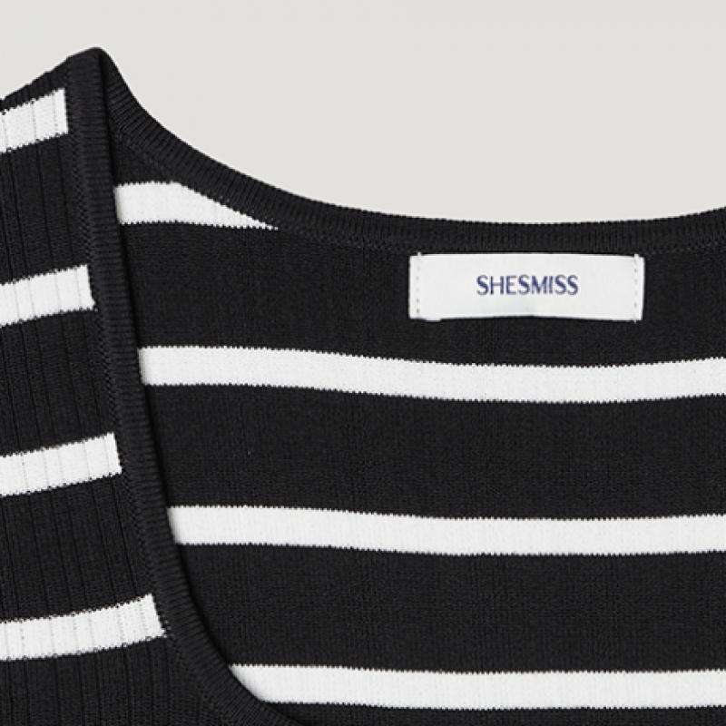 [She S miSS] Square Neck Knit SleeveleSS SSkpop22580 Bk