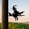 1 шт. Страшная ведьма и кошка на ветке, стальной силуэт, металлическое настенное искусство для дома, двора и патио, наружная статуя, украшение для колышка